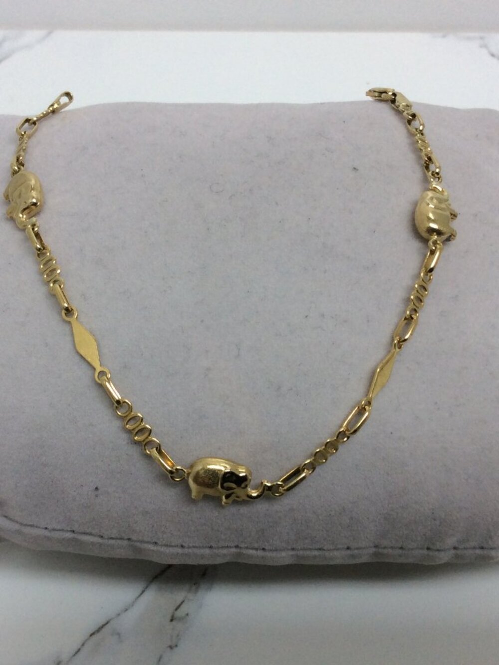 Lady's 18k Yellow Real Gold Elephant Lucky Bracelet 7 1/4'' 4gr